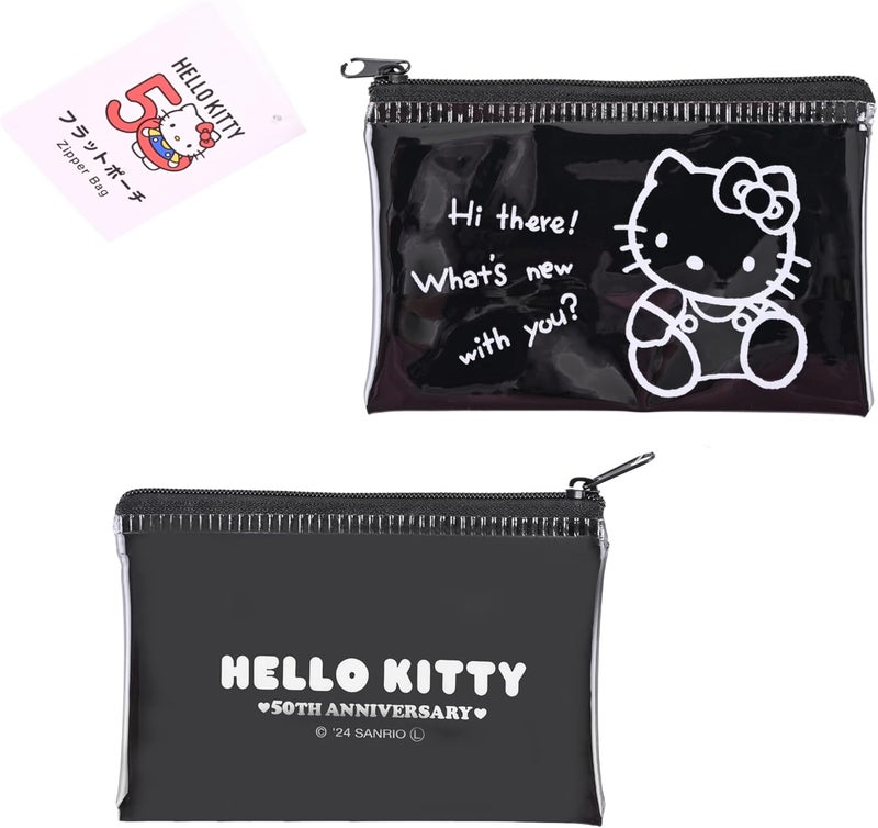MENBLY Kitty 50th Anniversary Zipper Bag - 4.72x2.95 in Cute Vinyl Card Wallet & Organizer, Kawaii Flat Pouch, Clear Zipper Pouch, Storage Bag (Black Kitty) - Image 4
